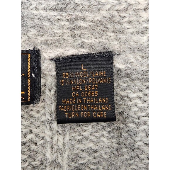 Vintage Eddie Bauer Sweater Men's L Gray Striped Wool Blend Shawl Collar 90's - Picture 5 of 7